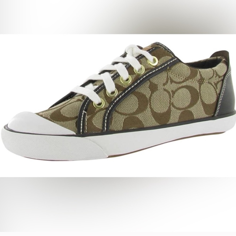 Coach women’s size 9.5 Brown Patterned Canvas with White Laces